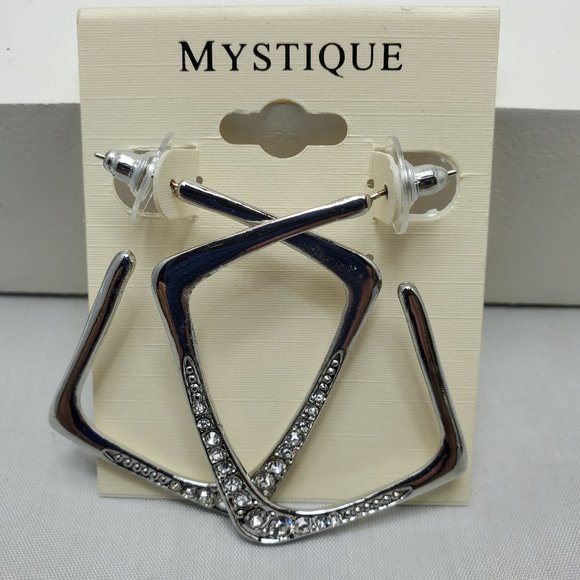 Mystique silver with rhinestone hoop earring - Picture 3 of 4